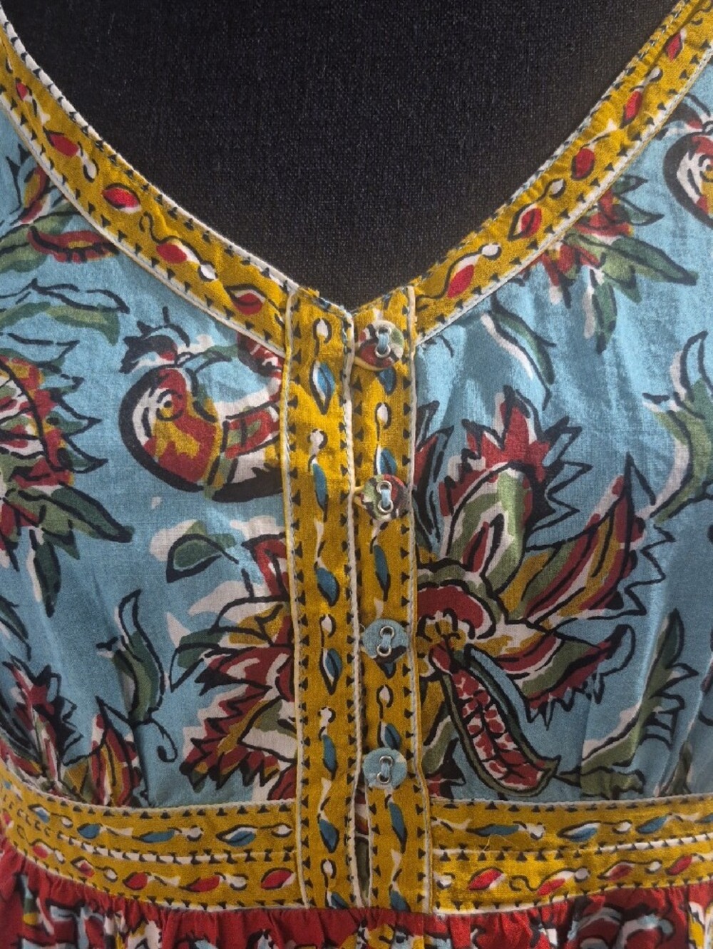 Sundance Floral Tiered Maxi Dress in Orange and Blue - Picture 3 of 14